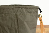 Dry Oilskin Project Bag -  Khaki / Black Drawstring