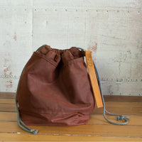 Dry Oilskin Project Bag -  Khaki / Blue-grey Drawstring